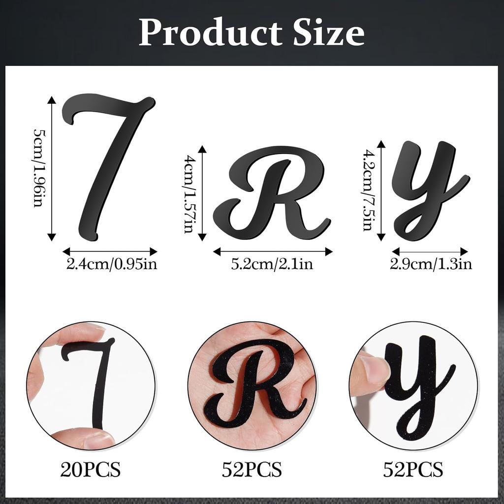126 PCS  Name Cake Topper Acrylic Letters DIY Personalized A-Z & 0-9 Number Alphabet Cake Decoration For Wedding Anniversary Baby Shower Party