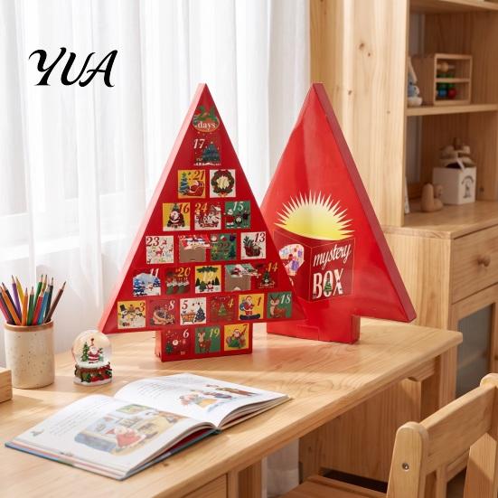 Holiday Gift Packaging Supplies Christmas Tree Advent Calendar Box, DIY Surprising Shaped Paper Hole Punch Decorative Box Fillable Countdown for Candy