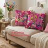 1/4 pz Copricuscini Decorativi Bohemian Stampa Floreale Fucsia 45x45 cm per Divano Camera da Letto Soggiorno