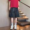 American Ins High Street Hiphop Embroidered Tie-dye Shorts Men's Summer High Street Loose Casual Wide-leg Cropped Pants