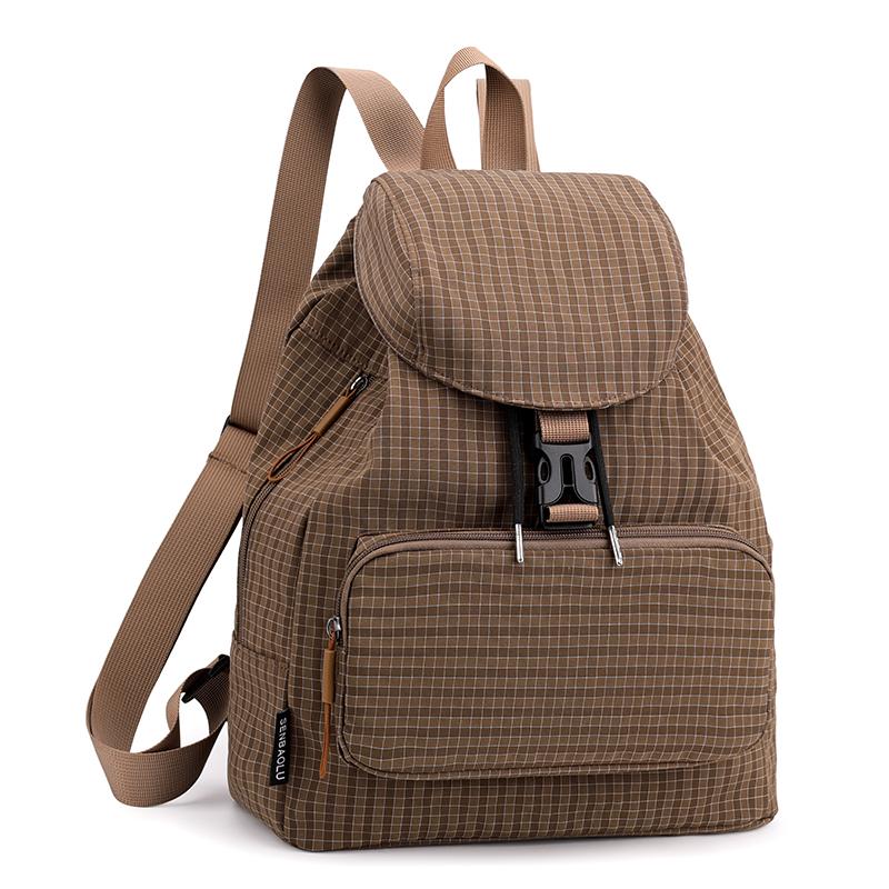 Vintage Check Backpack Commuter Lightweight Nylon Backpack