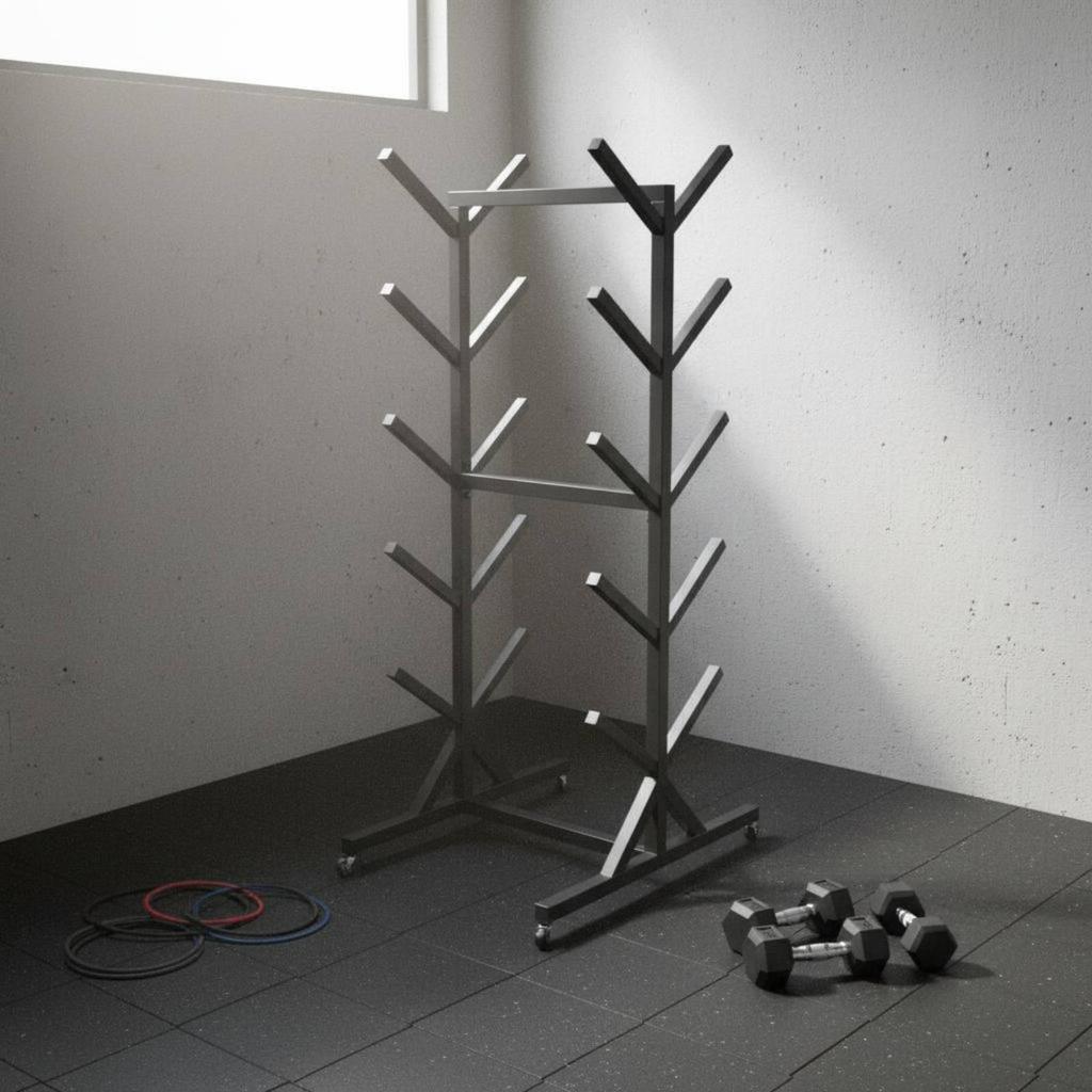 Lat Pulldown Handle Rack Easy to Organize Gym Accessory Organizer Mobile Wheels