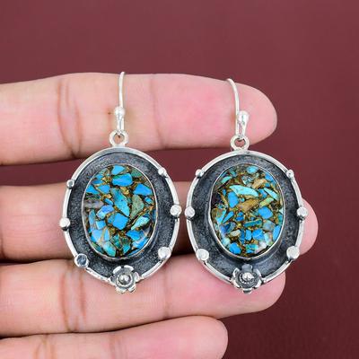 Orecchino in Crisocolla di Rame Pietra Preziosa Naturale Gioielli Orecchino in Argento Sterling 925 Orecchini Fatti a Mano Nuovi di Zecca Gioielli Fantastici Regali Per Donne