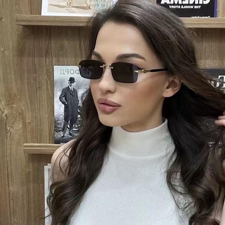 Rimless Metal Sunglasses Women Men Vintage Punk Luxury Designer Irregular Square Hip Hop UV400 Sun Glasses