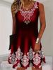 3D Floral Pattern Retro Women Mini Dresses Summer Sleeveless Flower Printed Street Ladies Dress Casual Dress Tees