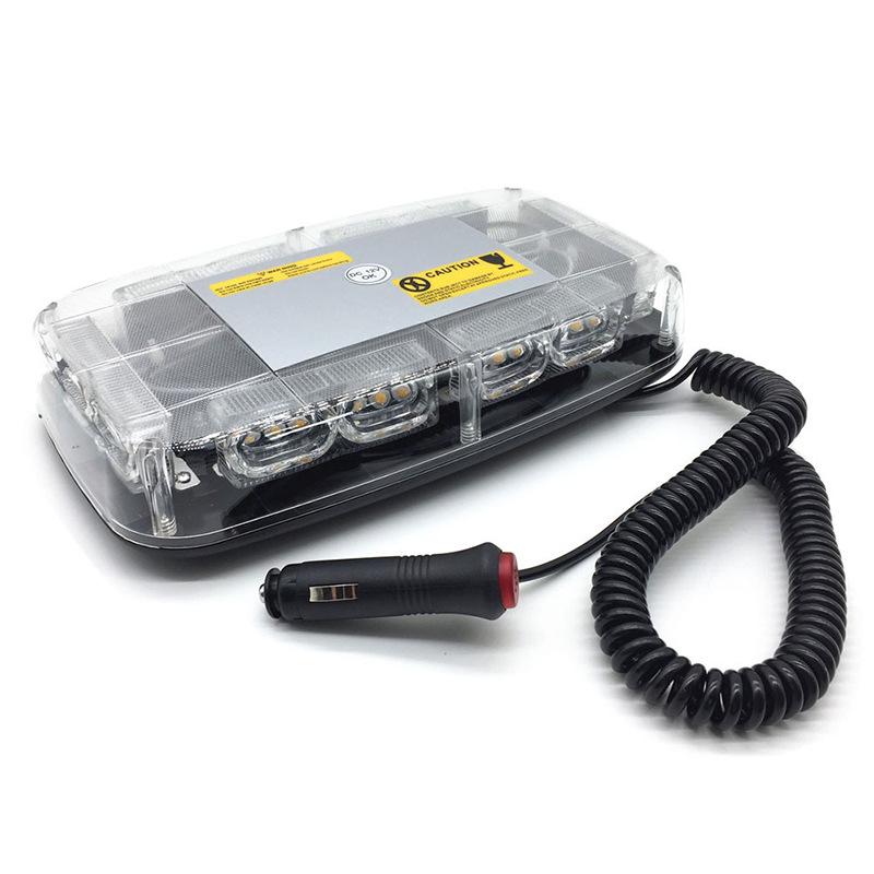 Ceiling-Mounted High Brightness Red & Blue Strobe Warning Light, Magnetic, 12V, 36 LEDs, Short Row for Cars