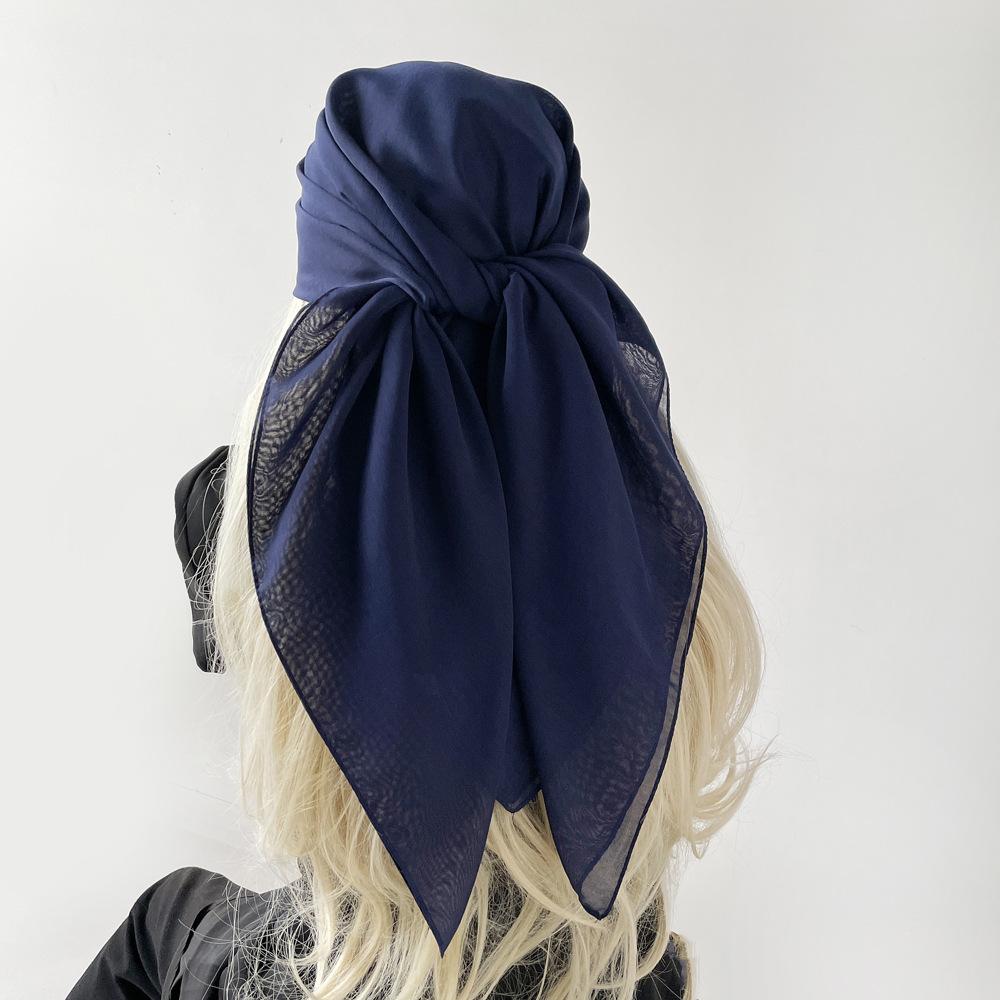 Eșarfă nouă, versatilă, la modă, eșarfă pătrată mare, eșarfă de culoare solidă, eșarfă din satin de mătase simulată pentru femei