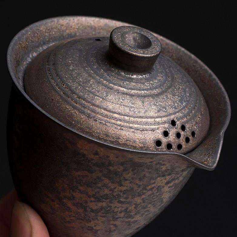 200ml Ceramic Gilded Glaze Teapot Vintage Kung Fu Tea Set Japanese Handheld Teapot