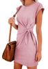 2025 Loose Fit Lace-Up Round Neck Short Sleeve Dress