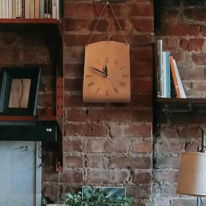 Zegar ścienny w stylu vintage z PU skóry w kształcie torby, kreatywny zegar w stylu sztuki nowoczesnej, dekoracja do zawieszenia na ścianie, salon, sypialnia, cichy zegar retro