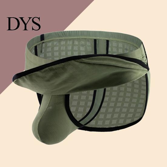 Slim Fit Men Thong Sexy Low-Rise Elastic Waistband Briefs Solid Color Breathable Mesh Panties Daily Wear Boxer