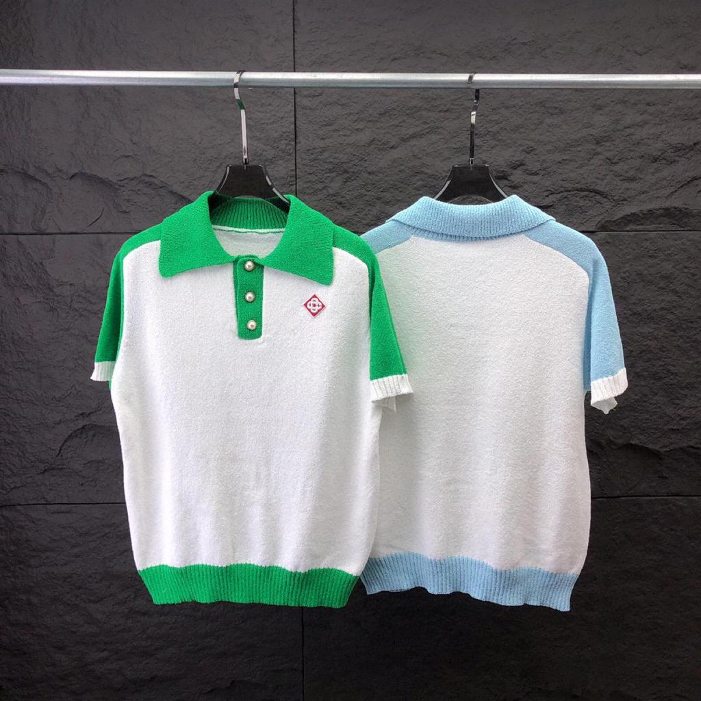 European Style Knit Patchwork Polo - Unisex Design Top