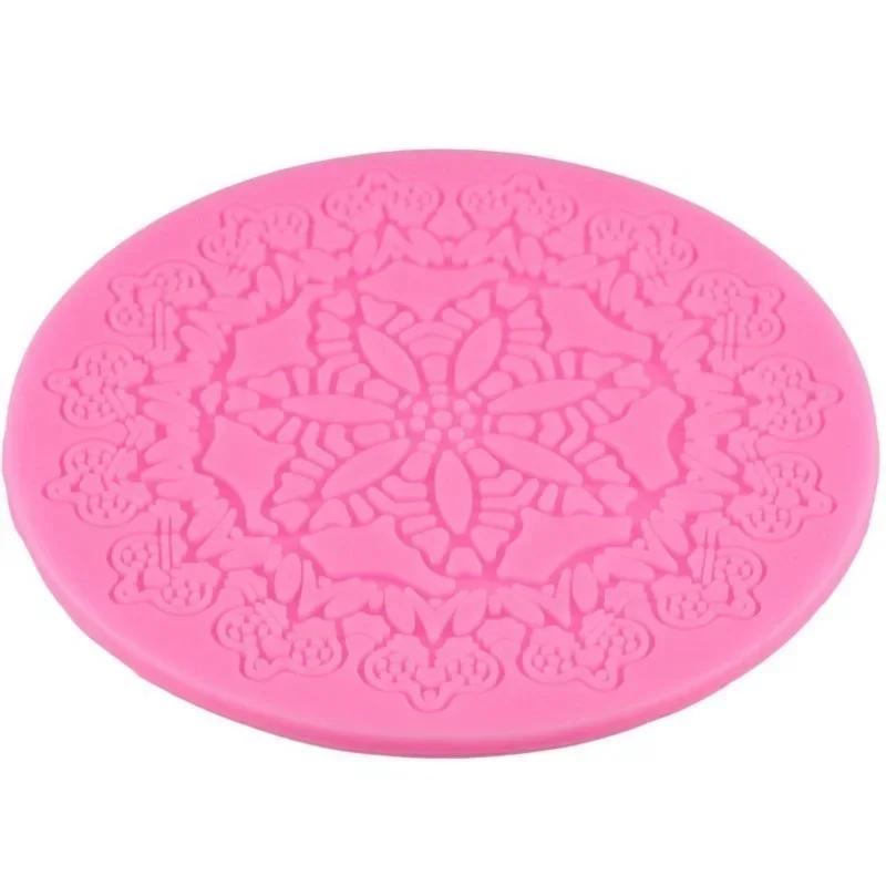 1Pcs Kitchen Baking Tools Round Crown Shape Cake Silicone Mat Cake Decorating Tools Kitchen Baking Silicone Lace Molds