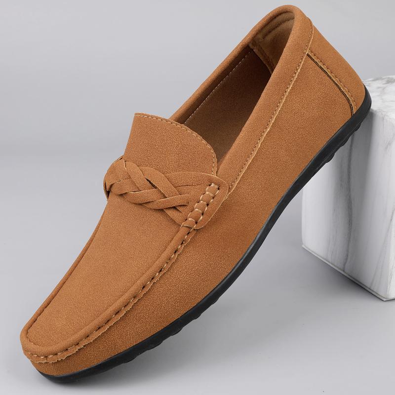 Fashion Men's Suede Loafers Casual Slip-On Comfortable Men Outdoor Flat Breathable Non-Slip Driving Shoes Classic Men Shoes for Wedding