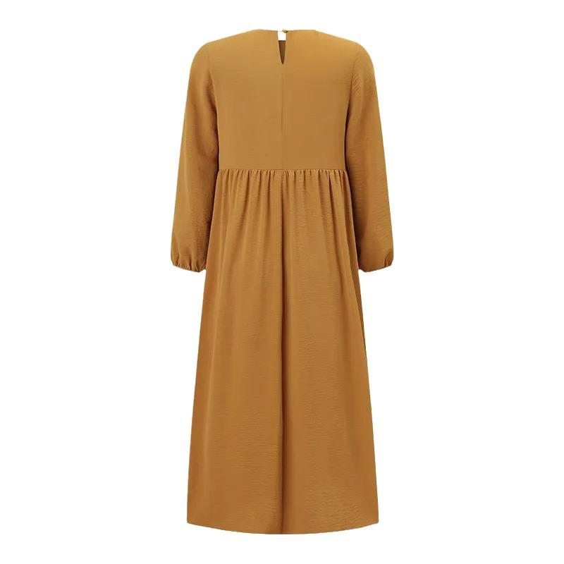 2024 Solid Color Loose Pullover Long Dress for Muslim Women