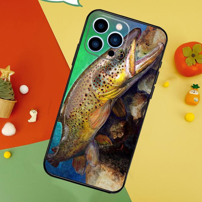 Brown Trout Fly Fishing Case For iPhone 15 16 11 13 12 14 Pro Max Mini X XR XS 7 8 Plus Back Cover Shell