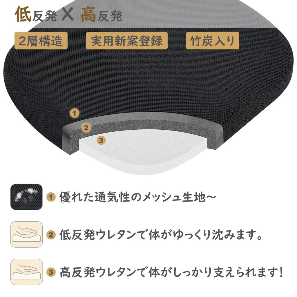 Baibu Home Large Cushion Chair Cushion Low Resilience High Resilience Cushion Mesh Breathable 45 X 42 Cm Black Gaming Chair Office Chair Car Seat