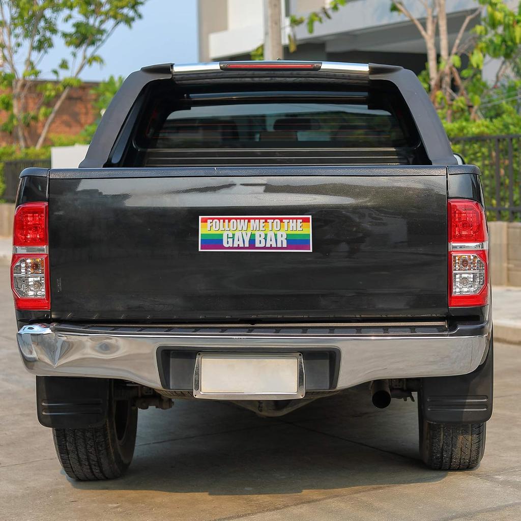 Frienda 2 Pieces Large Funny LGBT Stickers Waterproof Rainbow Car Stickers Colorful Gay Bumper Sticker for Car, RV, SUV, Auto, Truck, Boat, Laptops