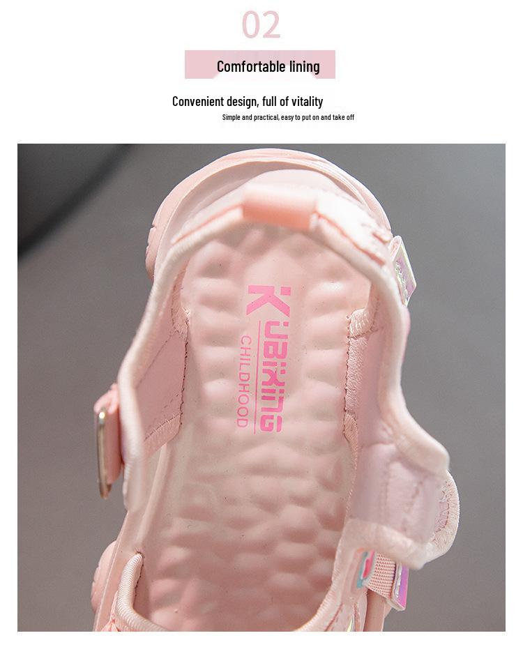 Girls' Summer Sports Sandals 2026 - Cartoon Soft Sole Beach Shoes for Medium & Large Kids