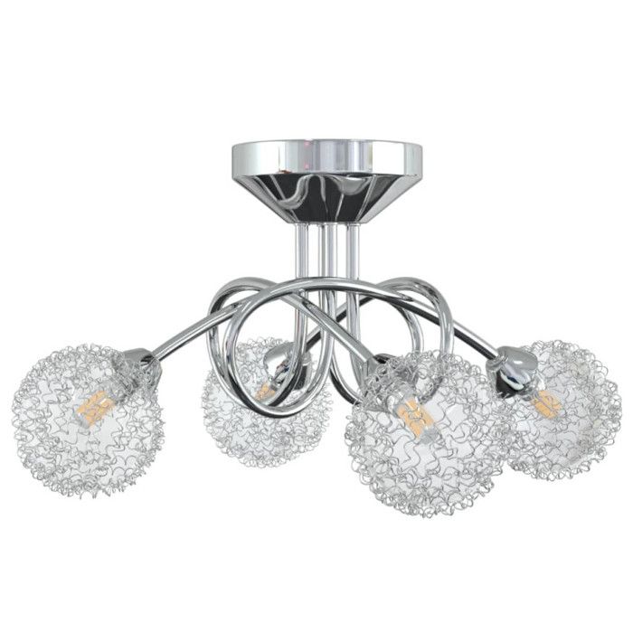 Plafonnier avec abat jour en maille métallique pour 4 LED G9