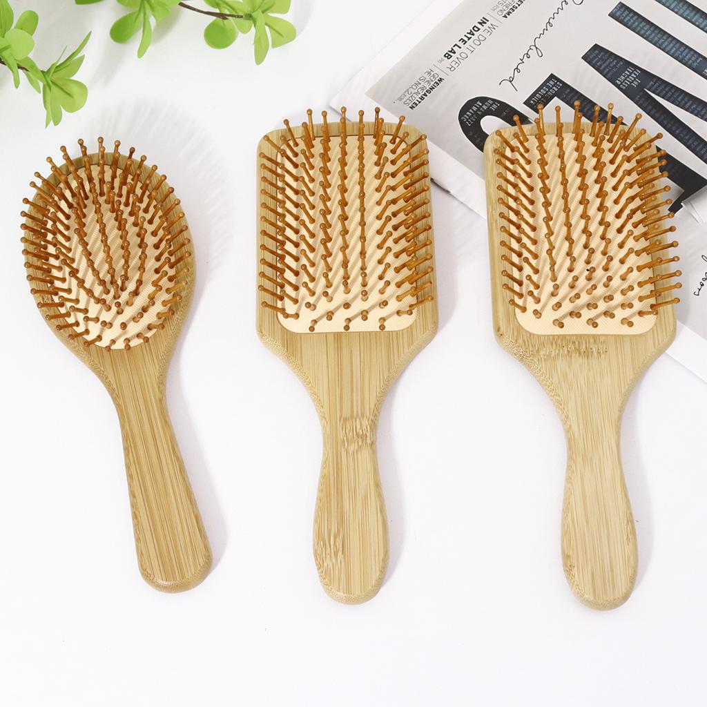 3pcs bamboo air cushion comb set, with bamboo bristles, natural bamboo anti-static hair massage brush,Special for real hair wigs