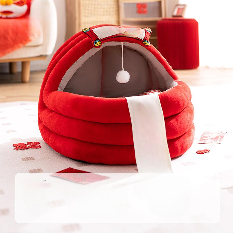 

Собачья будка для согрева маленьких собак зимой, кровать для домашних животных на все времена года, съемный и моющийся закрытый домик для сна собак, большая кошачья будка S