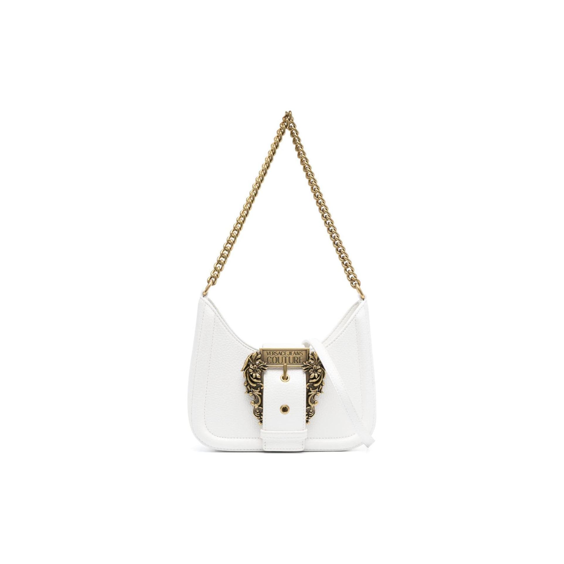 Versace Jeans Couture Gouden Hardware Logo Ingegraveerde Gesp Crossbody Handtas Dameshandtassen Wit 75VA4BF5ZS413003 Basic Set (Bag+Dust Bag)