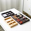 Bamboo and Wood Tea Snack Tray - 9-Grid Walnut Design for Living Room Pastries and Snacks
