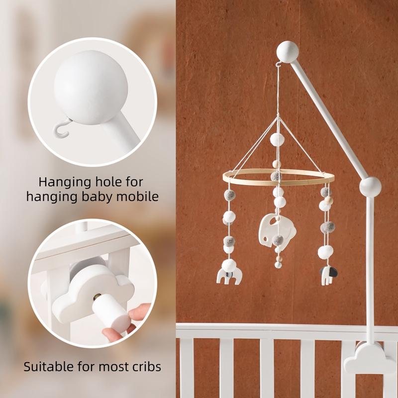 Baby Wooden Bed Bell Bracket Mobile Hanging Rattles Toy Hanger Baby Crib Mobile Wood Toy Cloud Shape Wood Holder Arm Bracket