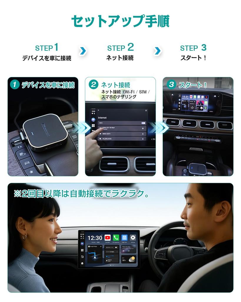 Official Ottocast E2 OttoAiBox E2 Latest Android 13 CarPlay AI Box Adapter with and Compatible with Wired CarPlay and Android Auto Wirelessly Approval