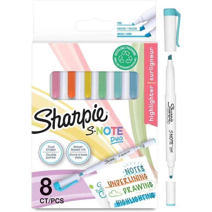 Kreativní fix - SHARPIE - S-NOTE DUO - 8 fixů - Pastelové barvy - Kulatý a seříznutý hrot