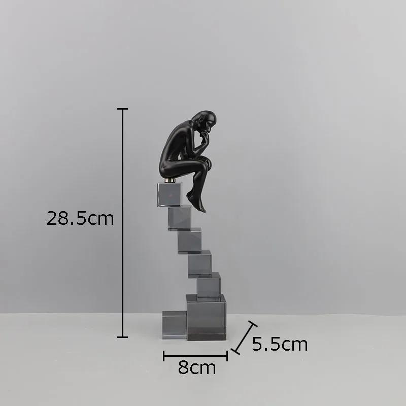 

Crystal Ladder Thinker Figure Statue Desk Decoration Ornaments Transparent Ladder Character Sculpture Room Aesthetics Decor