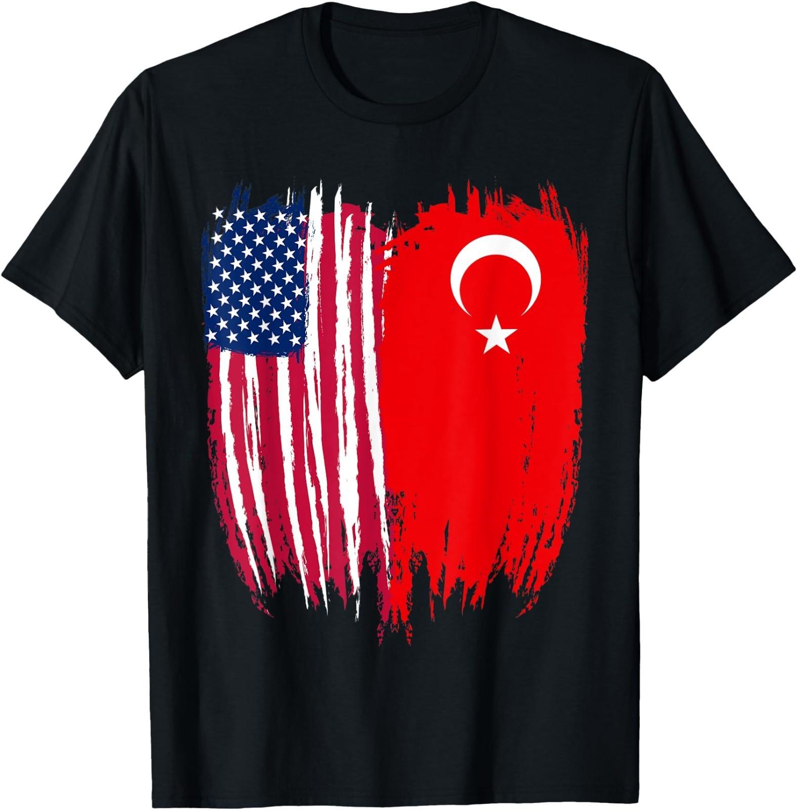 Turkish American Flag Turkey T- Unisex T-Shirt XL