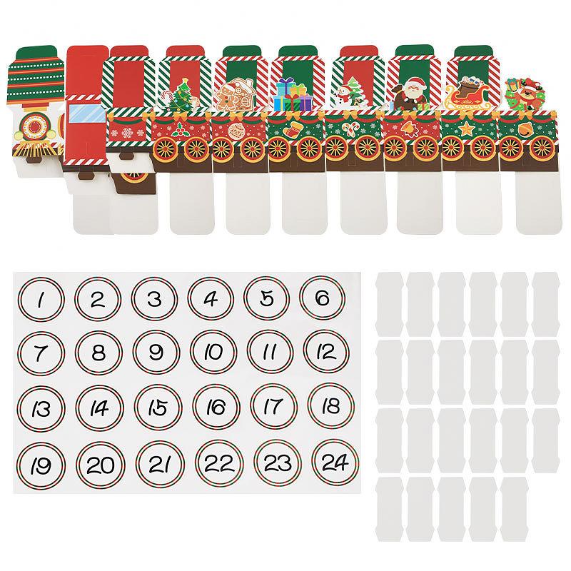 24pcs Advent Calendar Gift Boxes Festive Reindeer Designs Xmas Decorations & Accessories Elves Table Decor