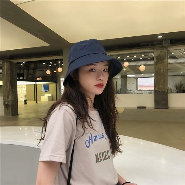 

10 000 лет классическая однотонная универсальная шляпа рыбака весна и лето повседневная с большими полями шляпа-ведро тренд затенение защита от солнца M（56-58cm） тёмно-синий