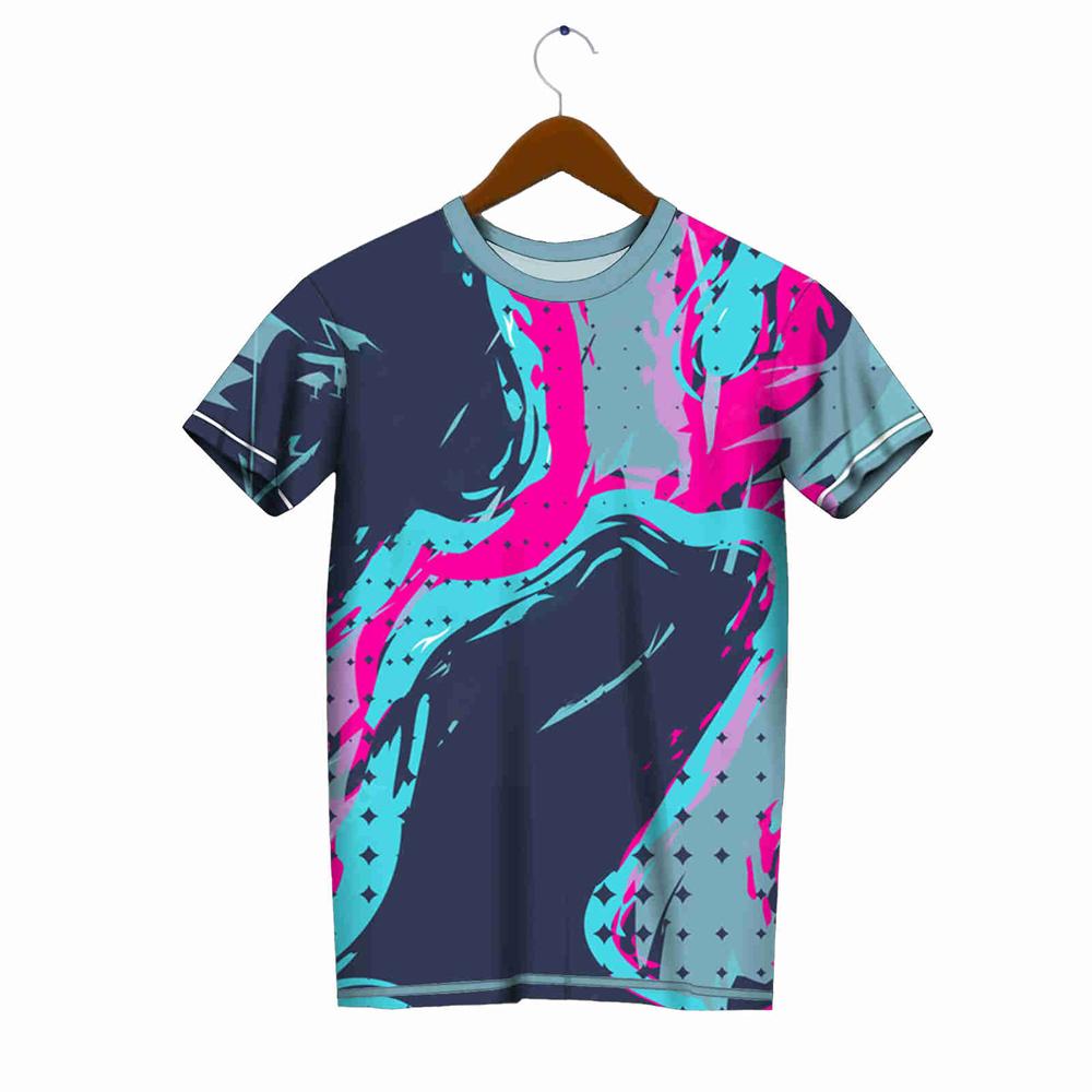 Męski T-shirt Drukowany 3D Koszulki Sportowe do Biegania Wielokolorowy Patchworkowy Drukowany T-shirt Oddychający Szybkoschnący Sportowy Top z Krótkim Rękawem