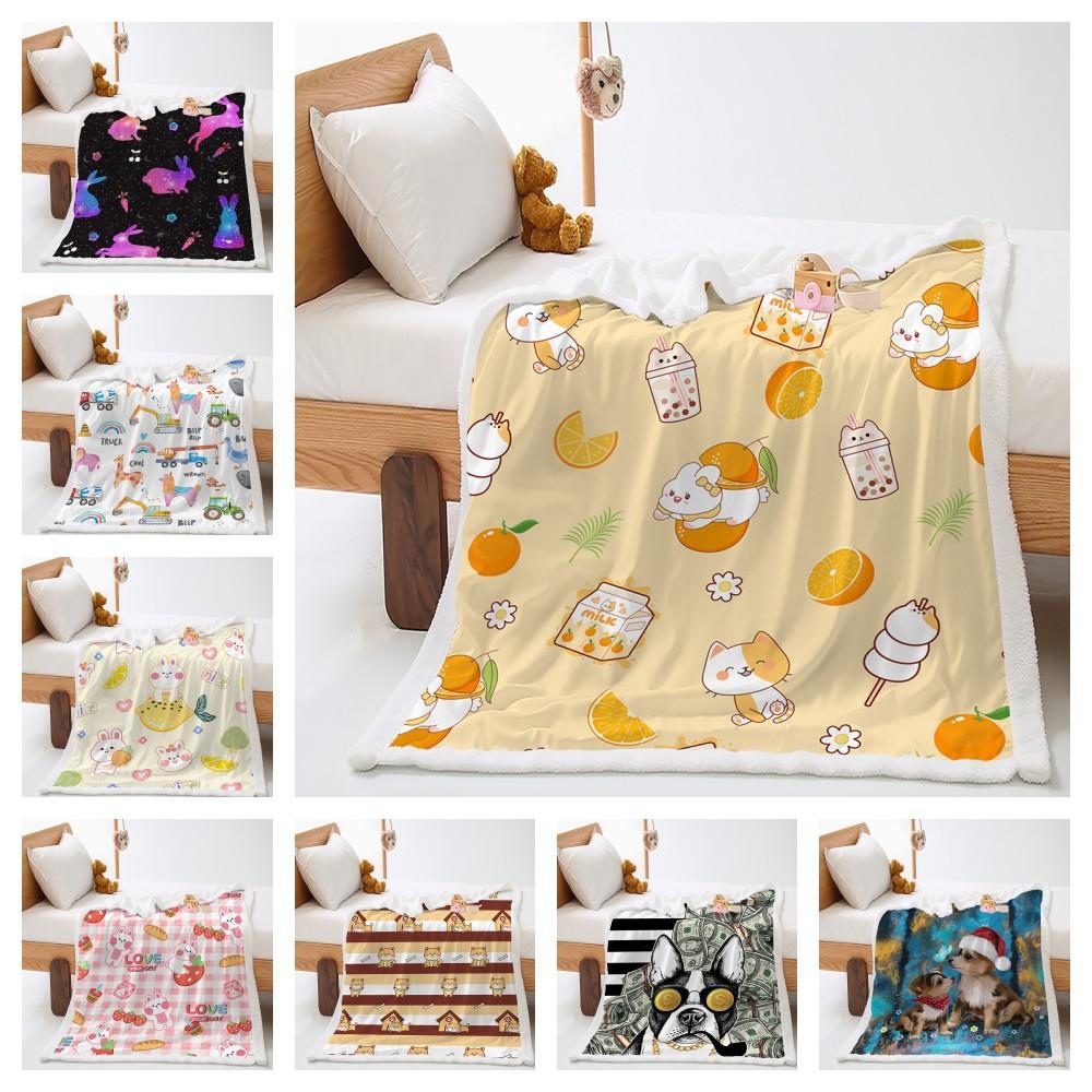 Blanket Cute Illustration Korean Blanket Lamb Fleece Crystal Fleece Blanket Four Seasons