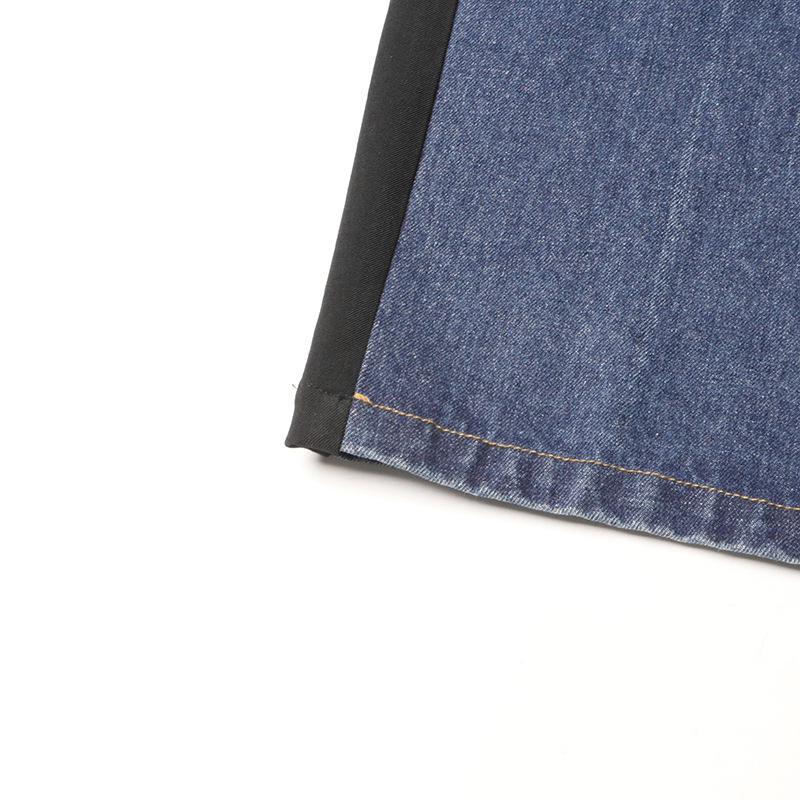 Retro Hong Kong Style Low-Waist Straight Denim Skirt with Front Slit and Contrast Splicing - Women's 2025 Spring Collection