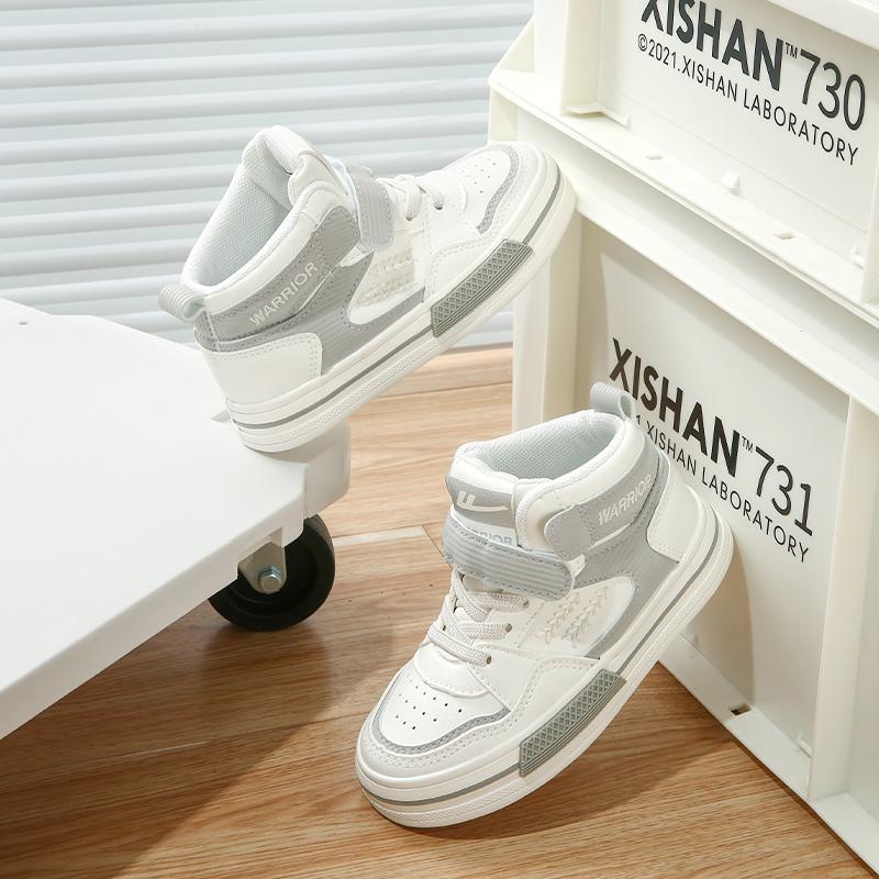 Warrior Fashion Versatile Trendy Classic Sports Casual High-Top Kids Sneakers Kids Sneakers Off-White Gray WZTH-106412