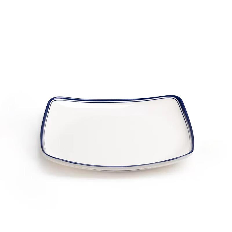 XINGJIGAOGE Yangge Blue Rim Melamine Square Plates