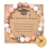 Nuorui New Graduation Anniversary Research Compass Unisex Beaded Natural Stone Bracelet with Cards