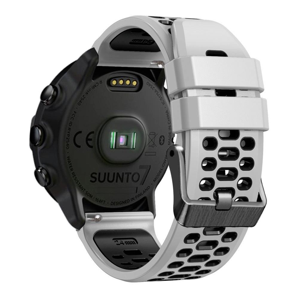 For Suunto 7/9/9 Baro Dual-color Silicone Watch Band 24mm Multi-hole Design Quick Release Wristband Strap