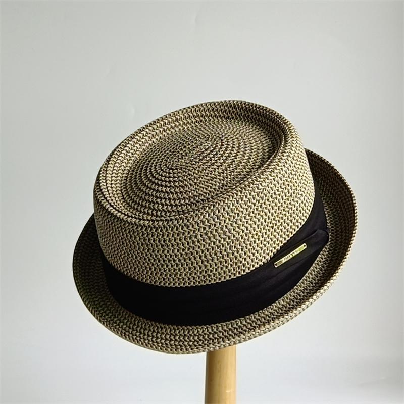 Men's Pork Pie Hat Vintage British Trilby Straw Hat Fedora Breathable Beach Sun Hat Handwoven Straw Panama Hat Cuban Travel Cap