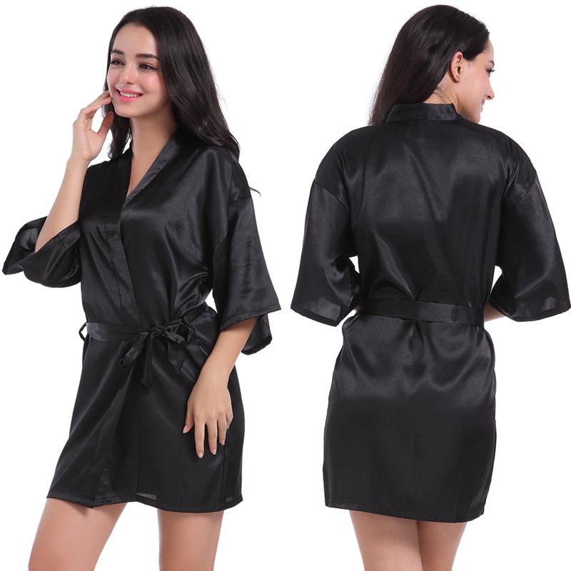 Women's Satin Twist Short Bathrobe - Glossy, Solid Color, Summer Thin, Sexy Cardigan