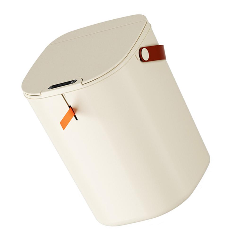 20L Sensor Mülleimer mit Griff ABS Automatische Induktion Berührungsloser Mülleimer für Badezimmer Cremefarben