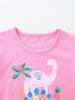 European Style Girls' Short-Sleeve Animal Print Knit Top