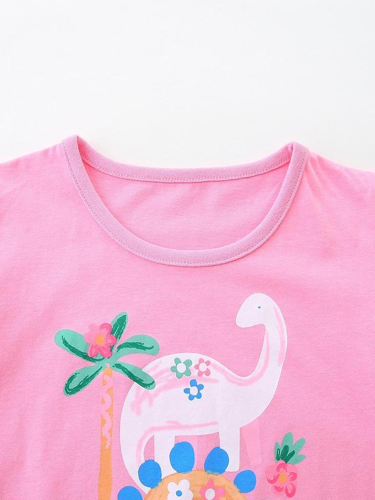 European Style Girls' Short-Sleeve Animal Print Knit Top