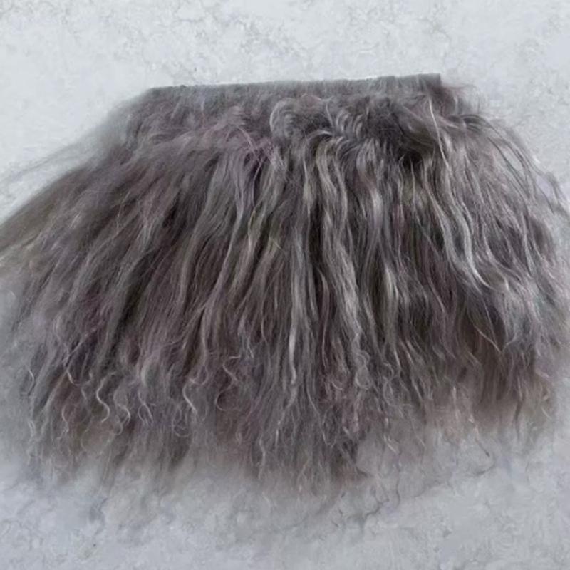 Mongolei Fell Schaffell Wolle Extensions Haarsträhne Lockige Textur Lockige Haarverlängerungen Strapazierfähig Lammfell Fell Puppe Spielzeug Zubehör