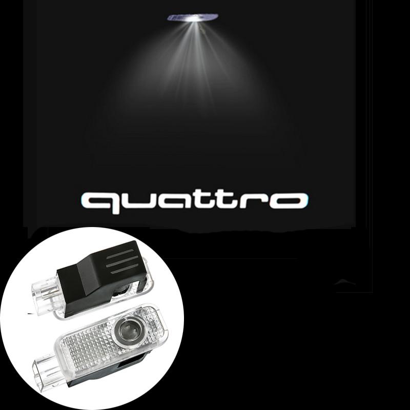 For Audi S4 2Pcs Led Car Logo Door Welcome Light For Audi A4 A6 C6 C7 A5 A7 A8 Q3 Q5 Q7 TT S3 S6 RS3 RS4 RS5 Sline Quattro Auto Accessories