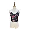 Sexy Lace V-neck Open Back Sling Tops Women's Summer Sexy Print Mesh Vest Inner Bottoming Top Tops